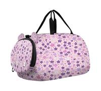 SKYSHU Little Flower Grand sac de week-end imperméable à bandoulière amovible avec compartiment à chaussures et poche humide