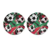 SKYSHU Lot de 2 dessous de verre ronds en céramique absorbant avec base en liège et poignée du bout des doigts pour un nettoyage facile, 6,5 cm