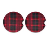 SKYSHU Lot de 2 dessous de verre ronds en céramique absorbant avec base en liège et poignée du bout des doigts pour un nettoyage facile, 6,5 cm