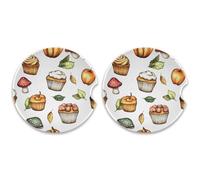 SKYSHU Lot de 2 dessous de verre ronds en forme de champignon pour boissons, en céramique absorbante, avec base en liège et poignée du bout des doigts pour un nettoyage facile, 6,5 cm