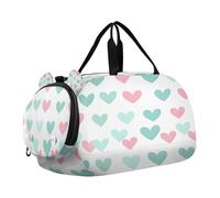 SKYSHU Love Heart Grand sac de week-end imperméable à bandoulière amovible avec compartiment à chaussures et poche humide
