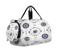 SKYSHU Magic Evil Eye Grand sac de w nd imperméable avec bandoulière amovible Compartiment à chaussures et poche humide