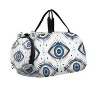 SKYSHU Magic Evil Eye Grand sac de w nd imperméable avec bandoulière amovible Compartiment à chaussures et poche humide