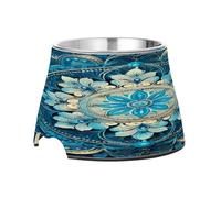 SKYSHU Mandala Gamelles surélevées pour chien et chat - Prévention des vertèbres - Avec bols amovibles en acier inoxydable - Antidérapants - Anti-déversement