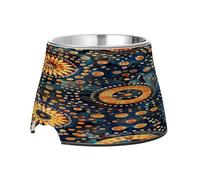 SKYSHU Mandala Gamelles surélevées pour chien et chat - Prévention des vertèbres - Avec bols amovibles en acier inoxydable - Antidérapants - Anti-déversement