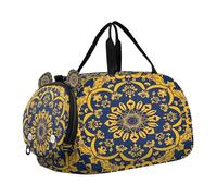 SKYSHU Mandala Grand sac de nuit imperméable à bandoulière amovible avec compartiment à chaussures et poche humide