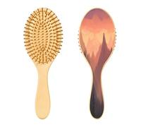 SKYSHU Nature Mountain Brosse à cheveux ovale en bois naturel avec poils en bois confortables, démêlante et coiffante pour femmes, hommes et enfants, tous types de cheveux (cheveux mouillés, secs et