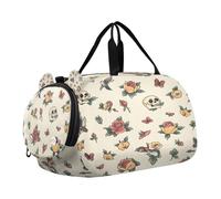 SKYSHU Old School Tattoo Grand sac de nuit imperméable à bandoulière amovible avec compartiment à chaussures et poche humide