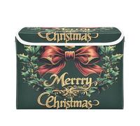 SKYSHU Panier de rangement pour couronne de Noël avec couvercle et poignées, grand bac de rangement pliable en tissu robuste pour étagères, placard, chambre, école, bureau, décoration d'intérieur