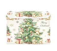 SKYSHU Panier de rangement pour sapin de Noël avec couvercle et poignées, grand bac de rangement pliable en tissu robuste pour étagères, placard, chambre, école, bureau, décoration d'intérieur