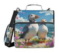 SKYSHU Parrot Classeur à fermeture éclair à 3 anneaux avec bandoulière et poignée - Organiseur de classeur de 3,8 cm résistant à l'eau et extensible avec plusieurs poches pour fournitures scolaires et