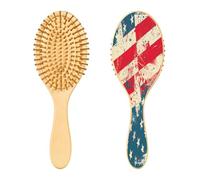 SKYSHU Patriotic Star Brosse à cheveux ovale en bois naturel avec poils en bois confortables, démêlante et coiffante pour femmes, hommes et enfants, tous types de cheveux (cheveux mouillés, secs et