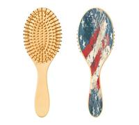 SKYSHU Patriotic Star Brosse à cheveux ovale en bois naturel avec poils en bois confortables, démêlante et coiffante pour femmes, hommes et enfants, tous types de cheveux (cheveux mouillés, secs et
