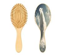 SKYSHU Polar Bear Brosse à cheveux ovale en bois naturel avec poils en bois confortables, démêlante et coiffante pour femmes, hommes et enfants, tous types de cheveux (cheveux mouillés, secs et