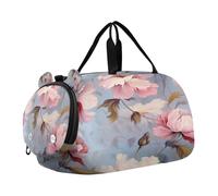 SKYSHU Pretty Flower Grand sac de week-end imperméable à bandoulière amovible avec compartiment à chaussures et poche humide