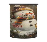 SKYSHU Récipients hermétiques en acier inoxydable avec couvercle à fermeture sous vide pour l'organisation de la cuisine, grains de café, thé, sucre, farine - Bonhomme de neige de Noël - 900 ml