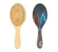 SKYSHU Red Blue Dragon Brosse à cheveux en bois naturel avec poils en bois confortables, démêlante et coiffante ovale pour femmes, hommes et enfants tous types de cheveux (cheveux mouillés, secs et