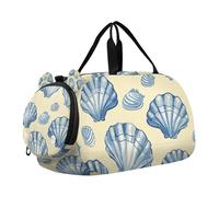 SKYSHU Sea Shell Grand sac de week-end imperméable, bandoulière amovible, sac de gym avec compartiment à chaussures et poche humide
