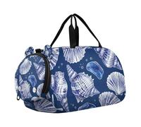 SKYSHU Sea Shell Grand sac de week-end imperméable, bandoulière amovible, sac de gym avec compartiment à chaussures et poche humide