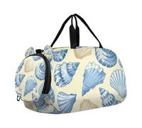 SKYSHU Sea Shell Grand sac de week-end imperméable, bandoulière amovible, sac de gym avec compartiment à chaussures et poche humide