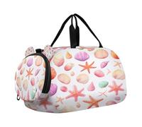 SKYSHU Sea Shells Grand sac de week-end imperméable avec bandoulière amovible Compartiment à chaussures et poche humide