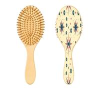 SKYSHU Star Brosse à cheveux ovale en bois naturel avec poils en bois confortables, démêlante et coiffante pour femmes, hommes et enfants, tous types de cheveux (cheveux mouillés, secs et abîmés)