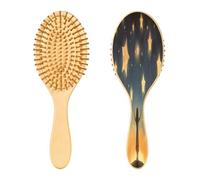 SKYSHU Star Brosse à cheveux ovale en bois naturel avec poils en bois confortables, démêlante et coiffante pour femmes, hommes et enfants, tous types de cheveux (cheveux mouillés, secs et abîmés)