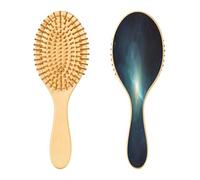 SKYSHU Star Llights Brosse à cheveux ovale en bois naturel avec poils en bois confortables, démêlante et coiffante pour femmes, hommes et enfants, tous types de cheveux (cheveux mouillés, secs et