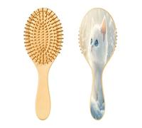 SKYSHU Superbe brosse à cheveux en bois naturel avec brosses en bois confortables - Brosse à cheveux ovale pour démêler et coiffer - Pour femmes, hommes et enfants - Tous types de cheveux (sec humide
