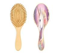 SKYSHU Superbe brosse à cheveux en bois naturel avec poils en bois confortables, démêlant et coiffant ovale brosse à cheveux pour femmes, hommes et enfants, tous types de cheveux (cheveux secs humides