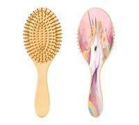 SKYSHU Superbe brosse à cheveux en bois naturel avec poils en bois confortables, démêlant et coiffant ovale brosse à cheveux pour femmes, hommes et enfants, tous types de cheveux (cheveux secs humides
