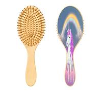SKYSHU Superbe brosse à cheveux en bois naturel avec poils en bois confortables, démêlant et coiffant ovale brosse à cheveux pour femmes, hommes et enfants, tous types de cheveux (cheveux secs humides