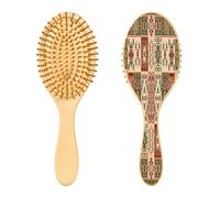 SKYSHU Talavera Brosse à cheveux mexicaine en bois naturel avec poils en bois confortables, démêlante et coiffante ovale pour femmes, hommes et enfants tous types de cheveux (cheveux mouillés, secs et