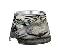 SKYSHU Tiger Gamelles surélevées pour chien et chat - Prévention des vertèbres - Avec bols amovibles en acier inoxydable - Antidérapants - Anti-déversement