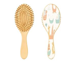 SKYSHU Viking Dragon Ship Brosse à cheveux en bois naturel avec poils en bois confortables, démêlante et coiffante ovale pour femmes, hommes et enfants, tous types de cheveux (cheveux mouillés, secs