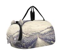 SKYSHU Vintage Farm Grand sac de week-end imperméable avec bandoulière amovible Compartiment à chaussures et poche humide