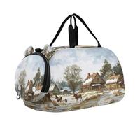 SKYSHU Vintage Farm Grand sac de week-end imperméable avec bandoulière amovible Compartiment à chaussures et poche humide