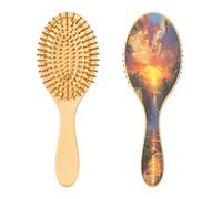 SKYSHU Waterfall Brosse à cheveux ovale en bois naturel avec poils en bois confortables, démêlante et coiffante pour femmes, hommes et enfants, tous types de cheveux (cheveux mouillés, secs et abîmés)