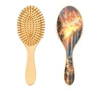 SKYSHU Waterfall Brosse à cheveux ovale en bois naturel avec poils en bois confortables, démêlante et coiffante pour femmes, hommes et enfants, tous types de cheveux (cheveux mouillés, secs et abîmés)