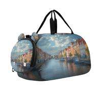 SKYSHU Watertown Grand sac de week-end imperméable avec bandoulière amovible et compartiment à chaussures et poche humide