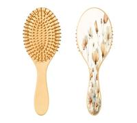 SKYSHU Wild Flower Brosse à cheveux ovale en bois naturel avec poils en bois confortables, démêlante et coiffante pour femmes, hommes et enfants, tous types de cheveux (cheveux mouillés, secs et