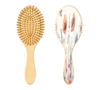 SKYSHU Wild Flower Brosse à cheveux ovale en bois naturel avec poils en bois confortables, démêlante et coiffante pour femmes, hommes et enfants, tous types de cheveux (cheveux mouillés, secs et