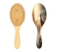 SKYSHU Wolf Brosse à cheveux en bois naturel avec poils en bois confortables, démêlant et coiffant Brosse à cheveux ovale pour femmes, hommes et enfants, tous types de cheveux (cheveux secs humides et