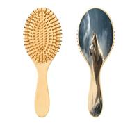 SKYSHU Wolf Brosse à cheveux en bois naturel avec poils en bois confortables, démêlant et coiffant Brosse à cheveux ovale pour femmes, hommes et enfants, tous types de cheveux (cheveux secs humides et