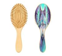 SKYSHU Wolf Brosse à cheveux ovale en bois naturel avec poils en bois confortables, démêlante et coiffante pour femmes, hommes et enfants, tous types de cheveux (cheveux mouillés, secs et abîmés)