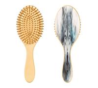 SKYSHU Wolf Brosse à cheveux ovale en bois naturel avec poils en bois confortables, démêlante et coiffante pour femmes, hommes et enfants, tous types de cheveux (cheveux mouillés, secs et abîmés)