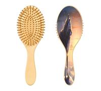 SKYSHU Wolf Brosse à cheveux ovale en bois naturel avec poils en bois confortables, démêlante et coiffante pour femmes, hommes et enfants, tous types de cheveux (cheveux mouillés, secs et abîmés)