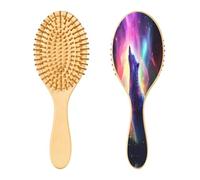 SKYSHU Wolf Brosse à cheveux ovale en bois naturel avec poils en bois confortables, démêlante et coiffante pour femmes, hommes et enfants, tous types de cheveux (cheveux mouillés, secs et abîmés)
