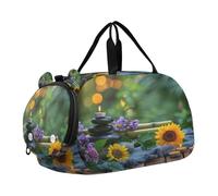 SKYSHU ZEN Basalt Garden Grand sac de week-end imperméable à bandoulière amovible avec compartiment à chaussures et poche humide