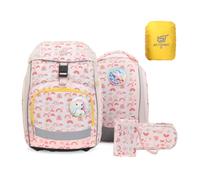 SKYSPER Cartable set 5 pièces, Sac à dos Scolaire avec Système de Portage Ergonomique Housse de Pluie et Bandes Réfléchissantes pour Filles Garçons enfants activités de plein air